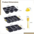 thumbnail image 3 of Set of 6 Hamburger Bun Pans for Baking - 4/8/9-Cup Silicone Burger Bun Pans with Brush, Spatula, and Grab Glove | Nonstick Perforated Baking Pans, Rectangular Loaf Molds, Dishwasher Microwave Safe, 3 of 6
