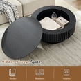 thumbnail image 6 of FFH 31.5" Round Coffee Table with Storage, Small Wood Coffee Table with Sturdy Pedestal for Living Room, Apartment, Black, 6 of 12