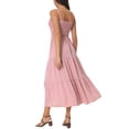 thumbnail image 3 of Unique Bargains Robe Maxi d'Été à Bretelles Spaghetti Smockée Décontractée Boho Sans Manches à Volants Rose m, 3 of 5