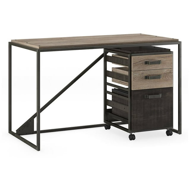 Bush Furniture Bureau d'Écriture Industriel de 50 Po de la Raffinerie avec Classeur Mobile