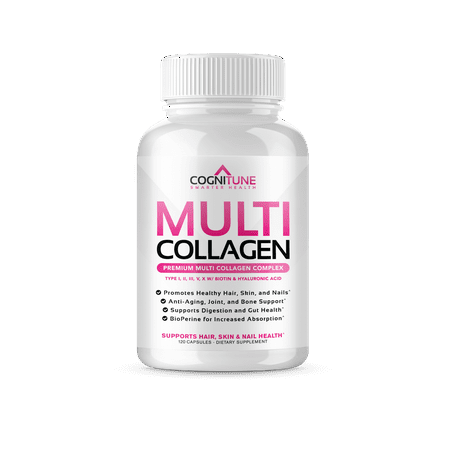 Multi Collagen Supplement, 5 Types of Collagen Peptides + Biotin, Hyaluronic Acid & Vitamin C, 2000mg Collagen, 120 Capsules