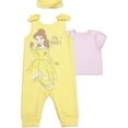 thumbnail image 2 of Disney Princess Belle French Terry Romper T-Shirt and Headband 3 Piece Outfit Set Newborn to Infant, 2 of 5