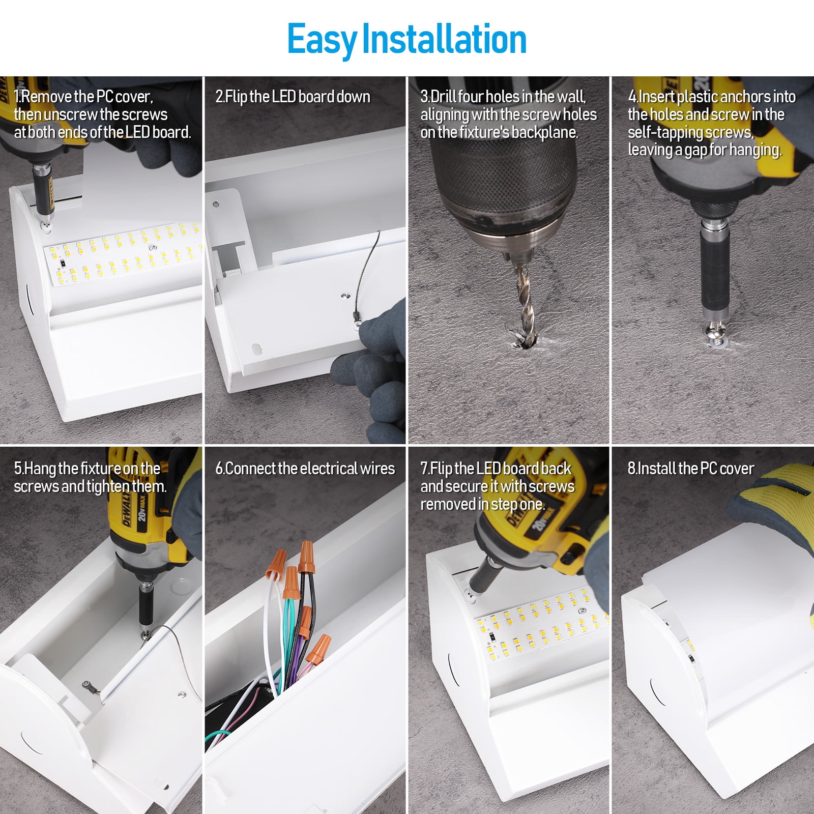 4FT 3CCT LED Stairwell Strip Light, 30W/40W/50W Adjustable, 120V-277V, 0-10V Dimmable, Surface Mount Commercial Corridor Light