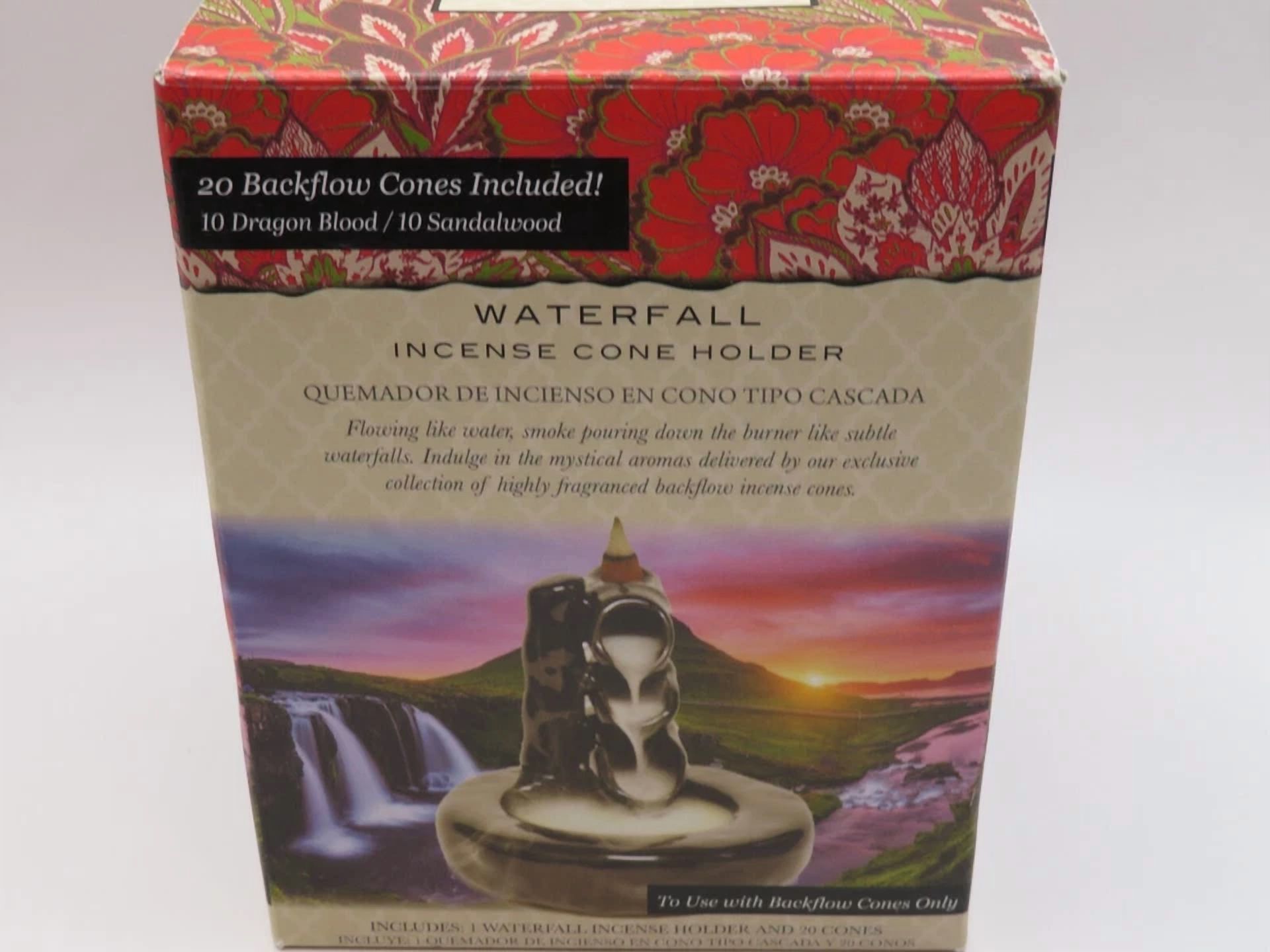 CRESTIN- Medium Waterfall Incense Cone Holder With 20 Incense Cones