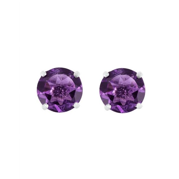 iJewelry2 Purple Round Cut Cubic Zirconia CZ Sterling Silver Stud Earrings 7mm