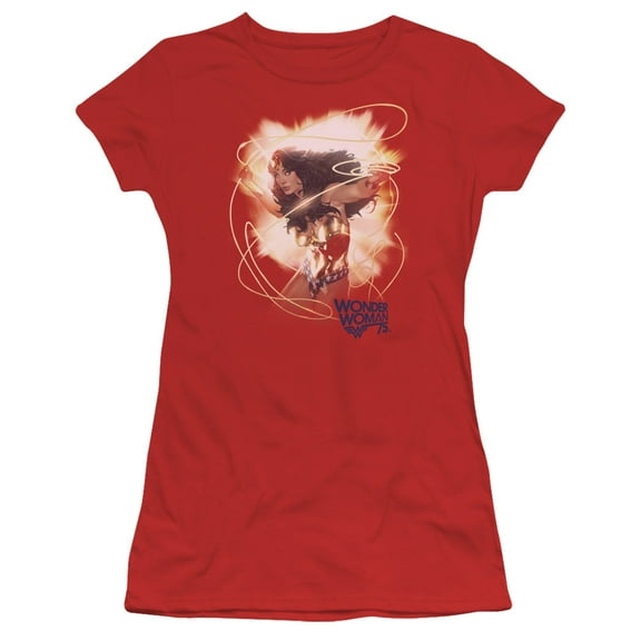 Wonder Woman 75Th Burst S/S Junior Women's T-Shirt Sheer Red