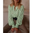 thumbnail image 4 of Camisa de Mujer PRETTYGARDEN con Encaje, Manga Larga, Botones, Verde Polvoriento, Talla L, 4 of 8