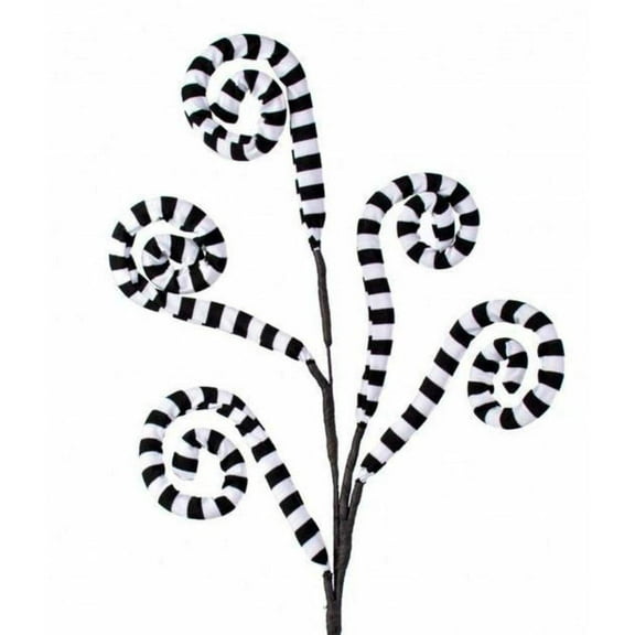 30" Ice Fabric Stripe Spiral Spray: Black White