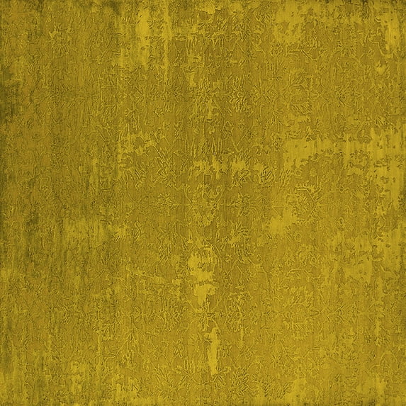 Ahgly Company Indoor Square Oriental Yellow Industrial Area Rugs, 7' Square