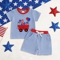 thumbnail image 2 of HCNTES Baby Boy Girl Outfit Flag Embroidery Short Sleeve T Shirt And Shorts Outfits Set Toddler Girls Boys Summer Clothes for 2T 3T 4T 5T 6T Kid(D01-Blue,6-12 Months), 2 of 5