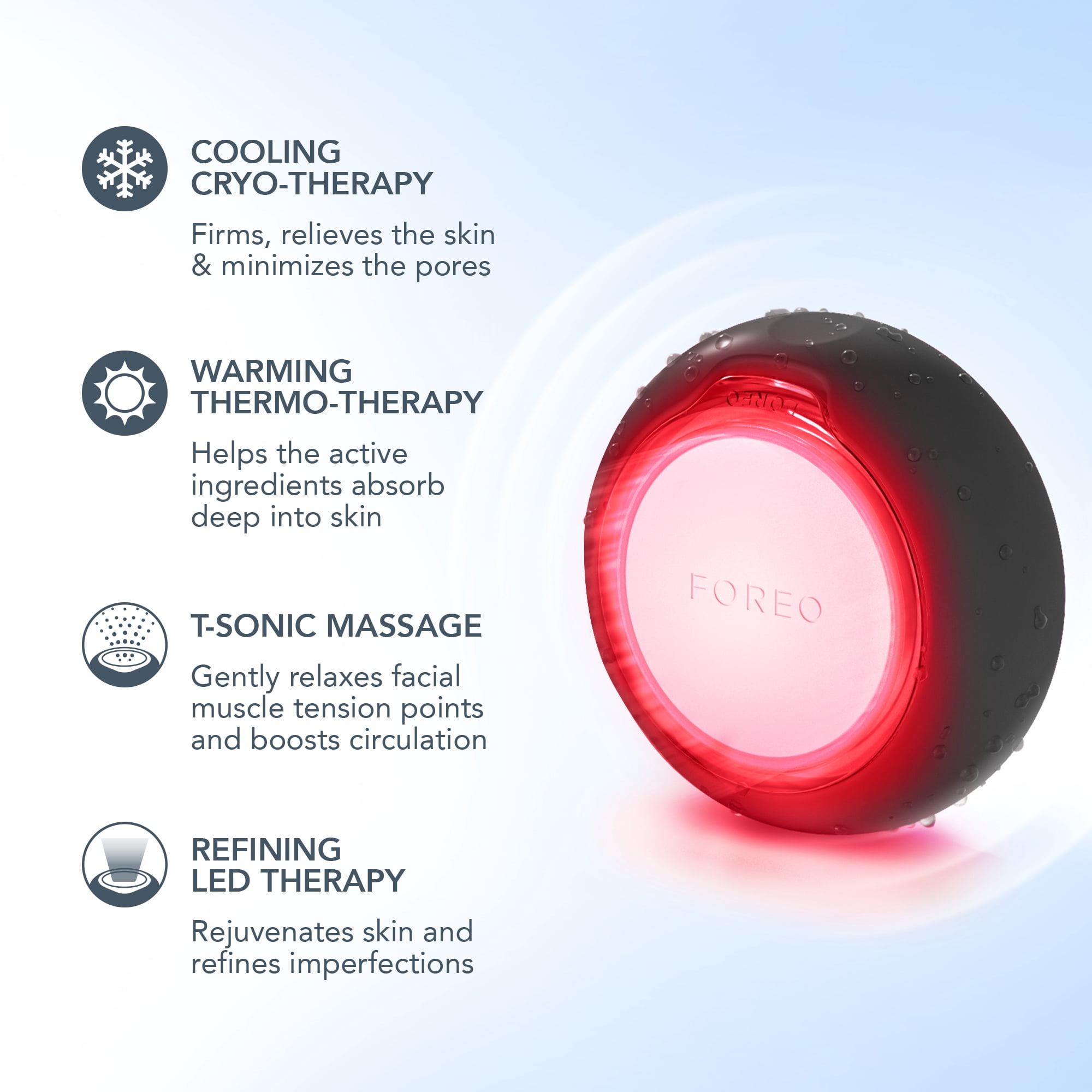FOREO UFO 3 - LED Facial Treatment Device with T-Sonic and Mask Care Technology - Black