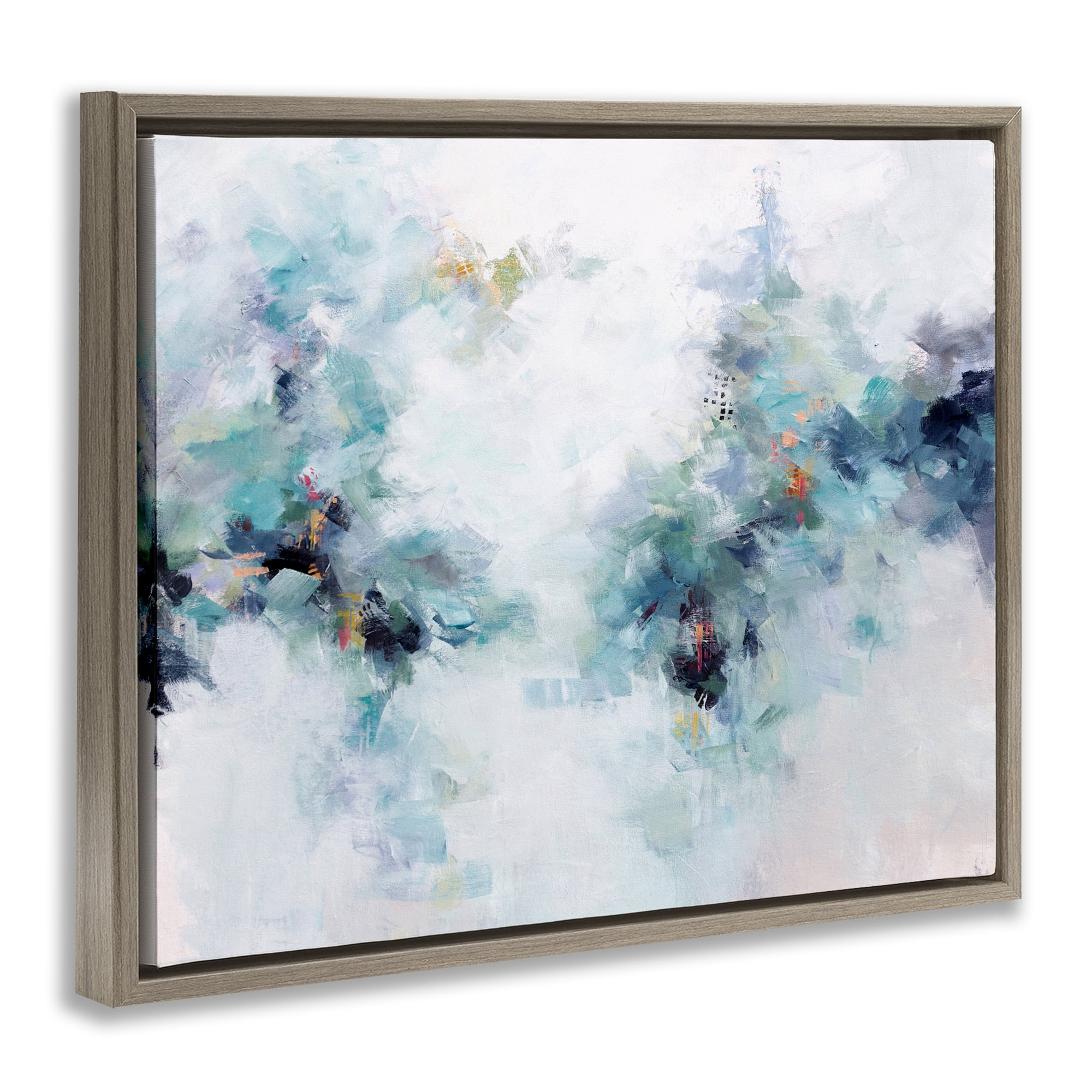 Reaching Out Abstraction Brown Framed Floater Canvas Wall Art, design by Karen Hale