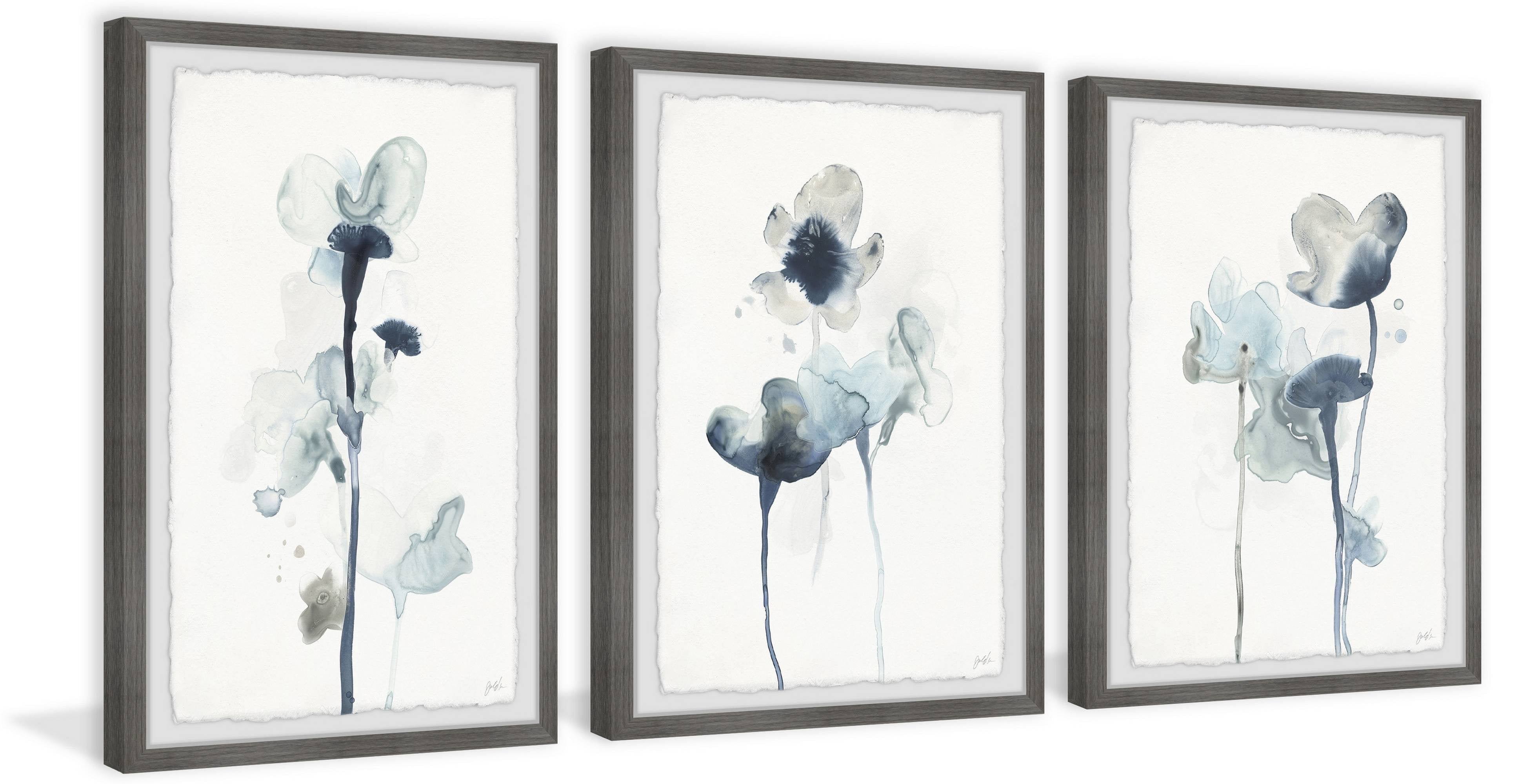 Marmont Hill Midnight Blossoms Iv Triptych, Art Prints, 36.00" x 1.50"