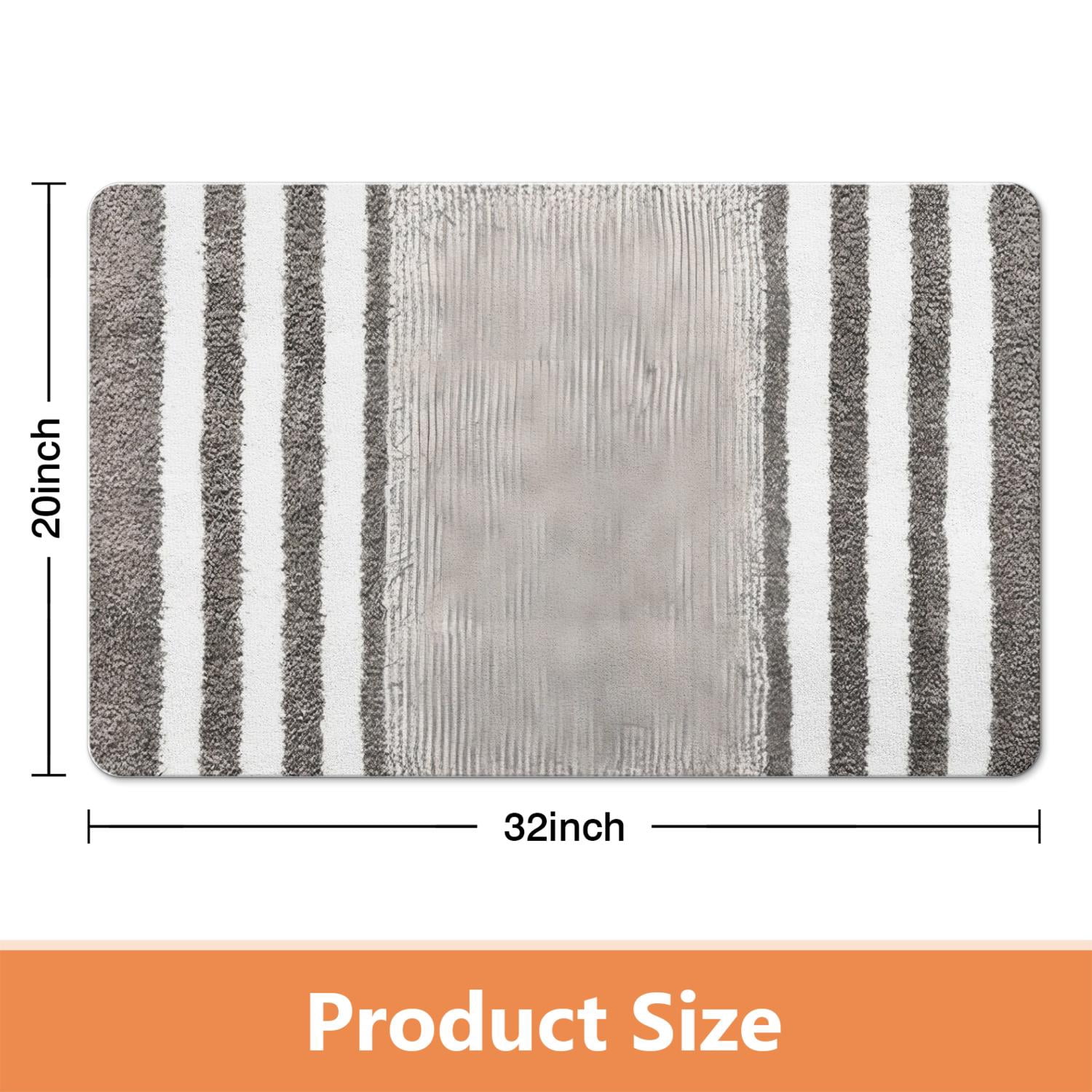 Enjoy Luxury with Our Striped Microfiber Bathroom Rugs, Extra Thick and Absorbent 20x32 inch Bath Mat, Anti-Slip for Safety, Machine Washable for Tub & Shower