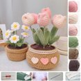 thumbnail image 2 of Farfi 1 Set Vibrant Color Simulation Flower Creative DIY Crochet Kit Tulip Potted Crochet Material Bag (Type C), 2 of 13