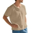 thumbnail image 3 of Mens Summer Beach Shirt Casual Short Sleeve Breathable T Shirts V Neck Button Down Lightweight Textured Blouse, 3 of 6