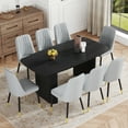 thumbnail image 2 of Newest 8-Piece Black Wood Grain MDF Dining Table Set 67x35.4 inch with 8 Light Gray PU Chairs, 2 of 10