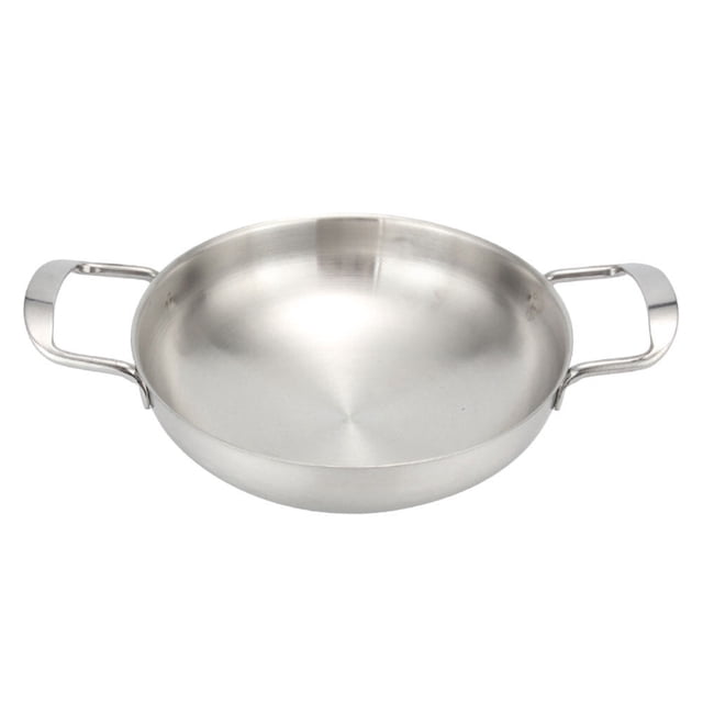 Olla para ramen doméstica, binaural, de acero inoxidable, para fideos (plateada)