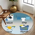 thumbnail image 3 of Round Rugs 7 Ft, Blue Ombre Laundry Non Slip Area Rugs for Kitchen Bedroom Entryway, Wash Dry Fold Repeat Washable Carpet Runner Rug Floor Mats for Bedroom Home Decor, 3 of 9