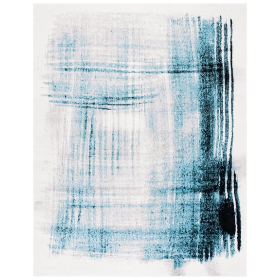 SAFAVIEH Skyler Steward Distressed Area Rug, Ivory/Teal, 9' x 12'