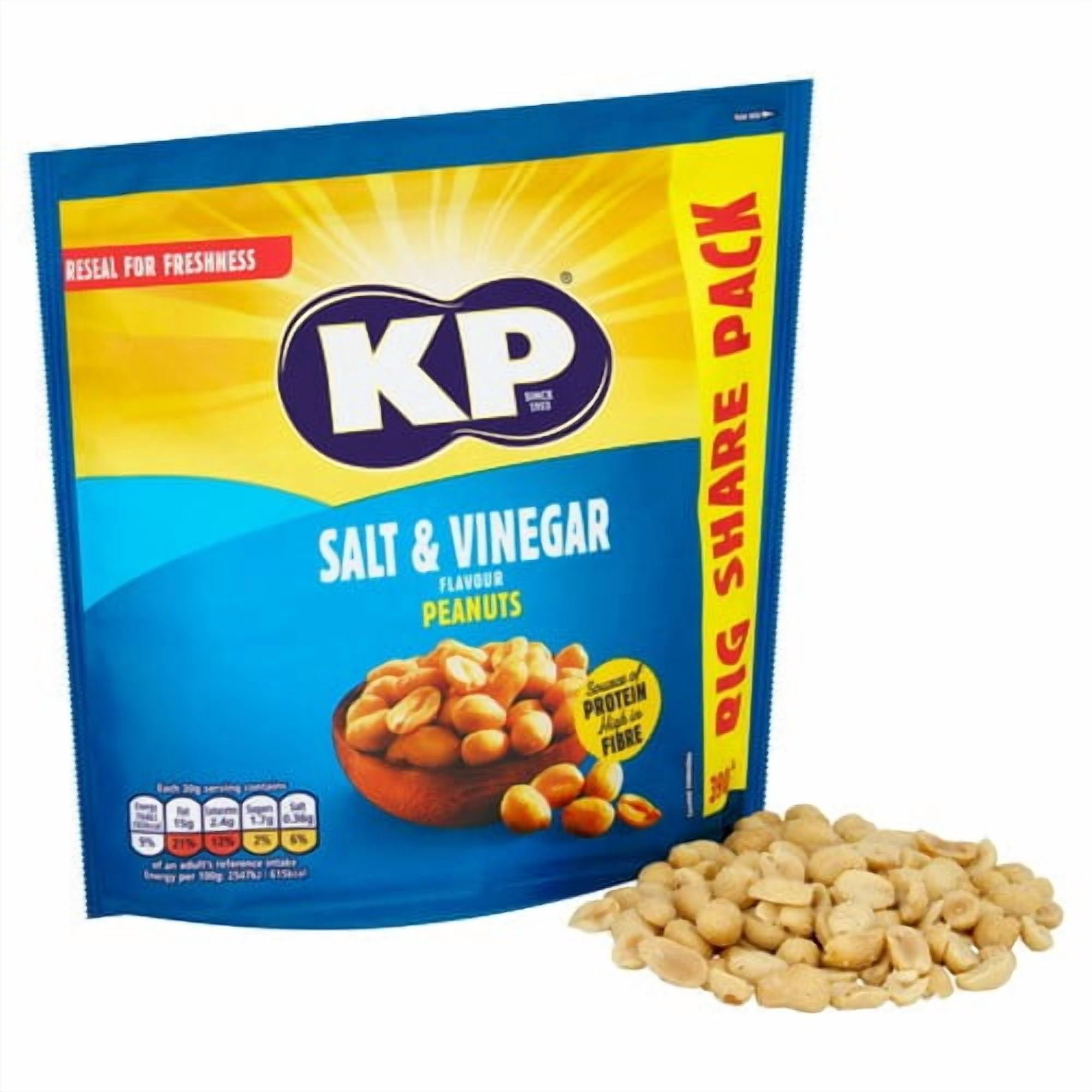 KP Nuts Salt & Vinegar Peanuts 390g, British Import (Pack of 3)