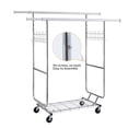 thumbnail image 6 of Double Clothing Garment Rack, Rolling Coat Rack with Bottom Shelves Capacity 800lbs, Portable Collapsible Clothes Organizer, 6 of 7