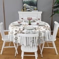 thumbnail image 2 of Light Christmas Snowflake Pattern Round Tablecloth 60"x60",Wrinkle Wipeable Table Cloth for Kitchen Dining Room Picnic Patio Party, 2 of 6