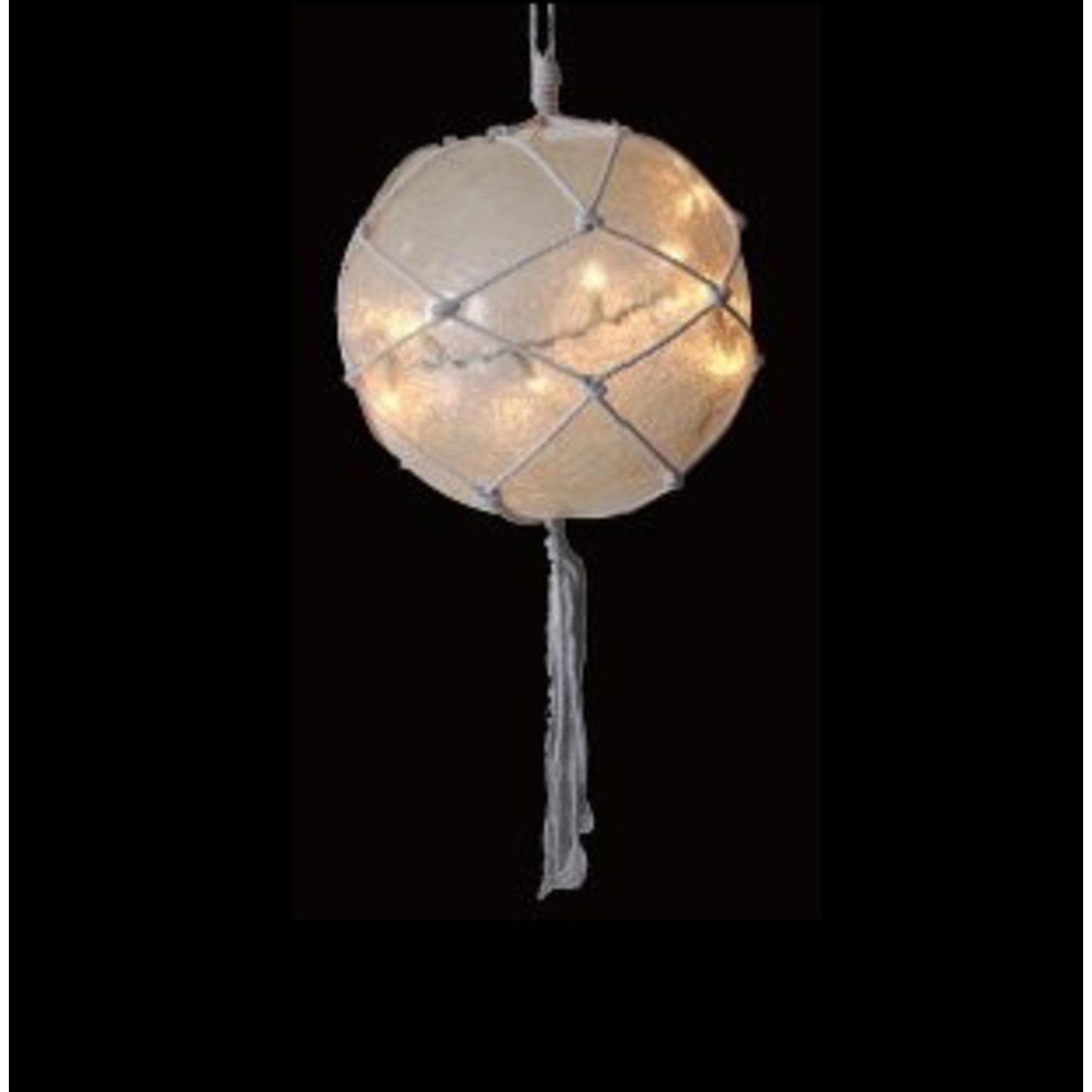 11.5" Lighted Roped Off-White Ball Outdoor Christmas Decoration - Clear Lights