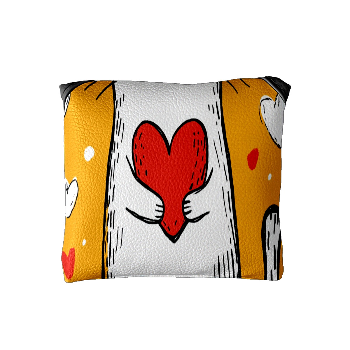 Golf Mallet Putter Cover Premium Leather Waterproof Golf Putter Head Cover with Magnetic Closure Hand Drawn Cat Heart