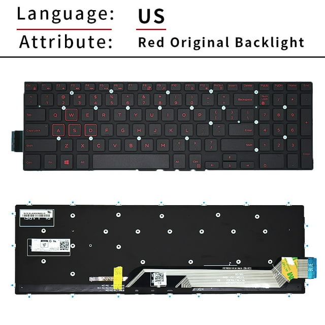 Clavier Rétroéclairé Russe pour Dell Inspiron 15 Gaming 7566 7567 5570 5770 5775 5575 7570 7577 RU Clavier d'Ordinateur Portable US Rouge Rétroéclairage
