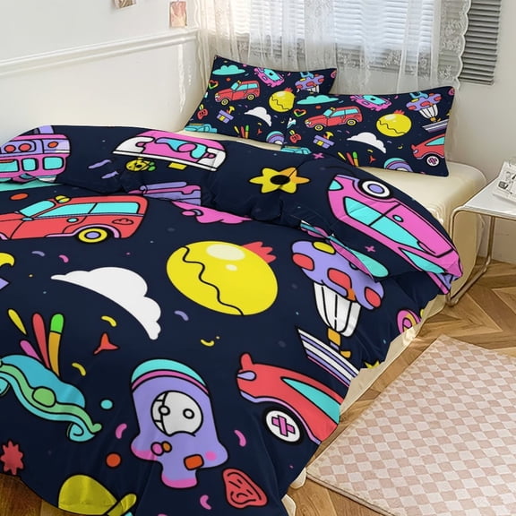 Fire Engine Car Truck Bedding Set with Zipper Closure for Girls & Boys