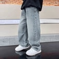 thumbnail image 6 of NOLDARES Boy's Baggy Jeans Elastic Waist Denim Pants Classic Straight Wide Leg Jeans for Kids 6-14 Years(Blue,10-11 Years), 6 of 9