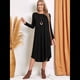 thumbnail image 5 of Vestido Informal Holgado de Cuello Redondo y Larga para Mujer, con Bolsillos Inclinados y Dobladillo Curvo. Negro L, 5 of 9