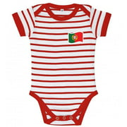Portugal Striped Baby Bodysuit, Red & White - 18-23 Months