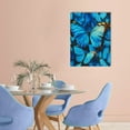 thumbnail image 2 of ZFLMY Butterflies Blue Generative Art Modern Canvas Prints Wall Art Home Decor Living Room Bathroom Bedroom Office, Ready to Hang, Various Sizes 12x16in, 2 of 5