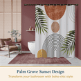thumbnail image 2 of ComfiTime Boho Shower Curtain with Hooks – Heavy-Duty, Weighted-Hem Fabric Bathroom Curtain, Water-Repellent, Machine-Washable, Fade-Resistant, Abstract Leaves Design, 72 x 72, 2 of 10