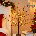 thumbnail image 2 of Red Berry Blossom Twinkling Tree, 2026 New Red Berry Blossom Tree with Lights, Artificial Decorative Tree, Battery/USB Operated, 24 LED Lights Decor for Christmas Indoor Home Decor, 2 of 6