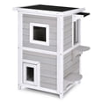 thumbnail image 2 of Costway Casita para Gatos Casa de Madera 2 Niveles para Gatitos con Panel Desmontable Techo Asfaltado 3 Puertas 2 Plataformas 51 x 51 x 81 cm, 2 of 10