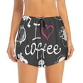 thumbnail image 2 of Xecao's I Love Coffee for a double-layer running short for women, perfect for gym, tennis, and more, featuring a convenient pocket., 2 of 9