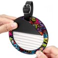 thumbnail image 2 of Graffiti 2pcs PU Leather Round Bag Tags with Privacy Cover and Name ID Tag - Suitcase Tags for Travel Luggage, Handbags, Backpacks, School Bags, 2 of 6