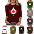 thumbnail image 5 of qucoqpe Women's Summer Tops Fashion Casual Loose Crew Neck 3/4 Sleeve Shirts Maple Leaf Printed Blouses, 5 of 5