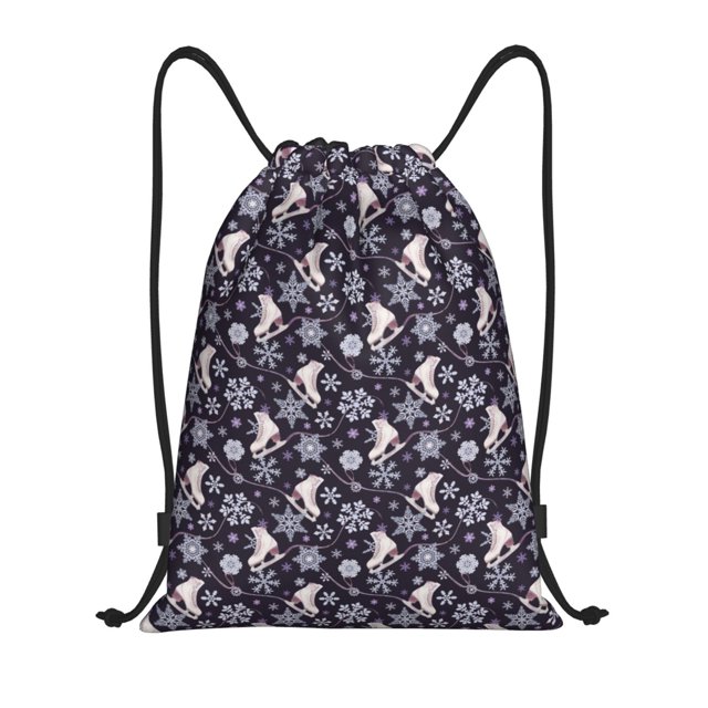 Lukts Elegant ice skates snowflakes A Pattern Drawstring Backpack Bag Sport Gym Sackpack,String Backpack Sport Bag Sack,Cinch Tote Gym Backpack-Small