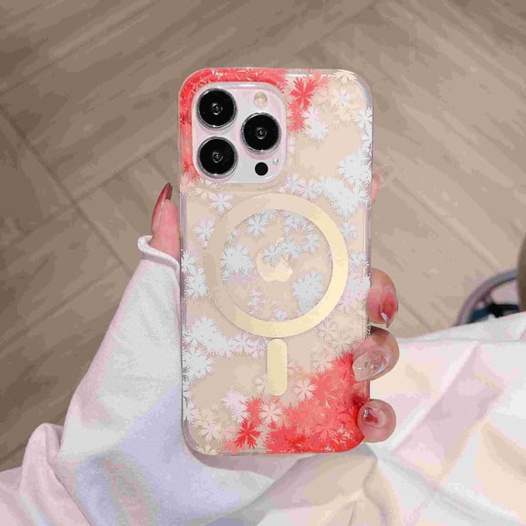 Magnetic for iPhone 16 Pro Max Case,Compatible with MagSafe, Cute Flower Floral Design iPhone 16 Pro Max Case for Women Girls, Slim Shockproof Soft TPU Bumper Hard PC Back Phone Case,B