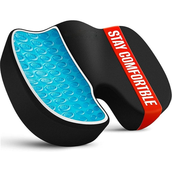 Black Memory Foam Seat Cushion, 4" Thick Ergonomic Cushion for Office Chair Car Driver, Non-Slip Pain Relief Pad with Removable Cover,Memory Foam Coccyx Cushion for Office, Car & Wheelchair