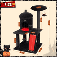 thumbnail image 4 of LHBCraft Gothic Cat Tree, 36.4" Black Cat Tower for Indoor Cats with Large Cat Condo, Cat Scratching Post, for Small-Medium Cats, 4 of 7