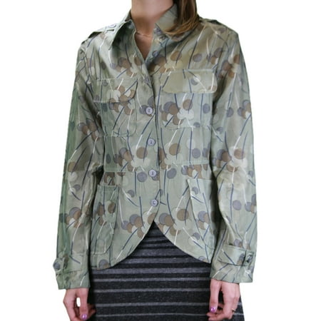 Lined Silk Blazer - CUSTO BARCELONA Womens Soldier Silk Polka Dot Blazer Jacket 492214