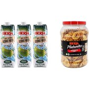 Iberia Organic Coconut Water, 1 Liter (Pack Of 3) And Iberia Naturally Sweet Plantain Chips, 1.75 Lb.