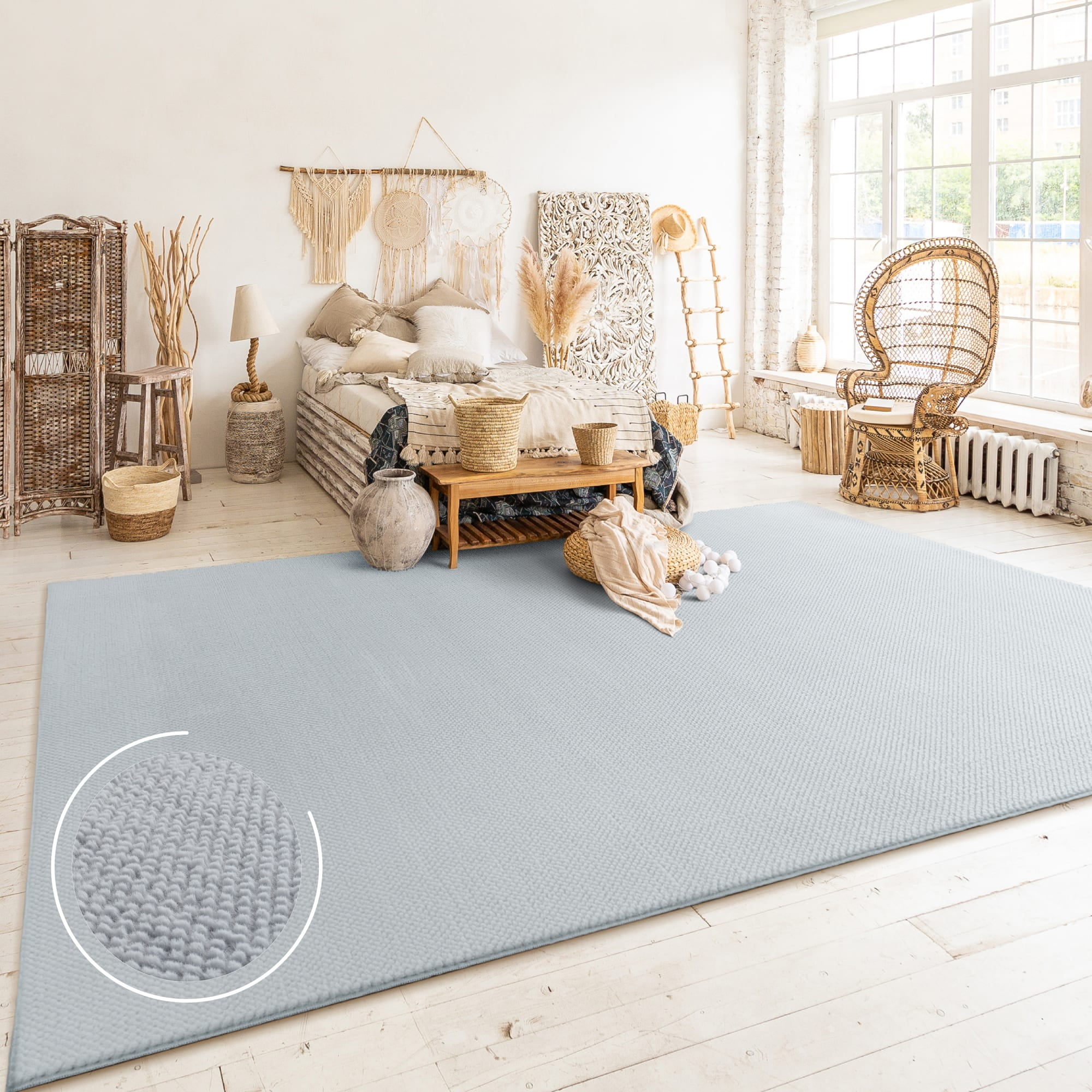 Paco Home Textured Area Rug Soft & Washable in Grey - 3'11" x 5'3" (4'x5')