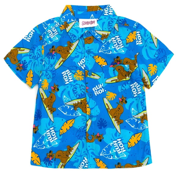 Scooby-Doo Scooby Doo Surfboard Hawaiian Button Down Shirt Toddler to Big Kid