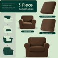 thumbnail image 3 of Set of 3 Stretch Check Spandex Jacquard Sofa Covers (Small, Espresso), 3 of 6